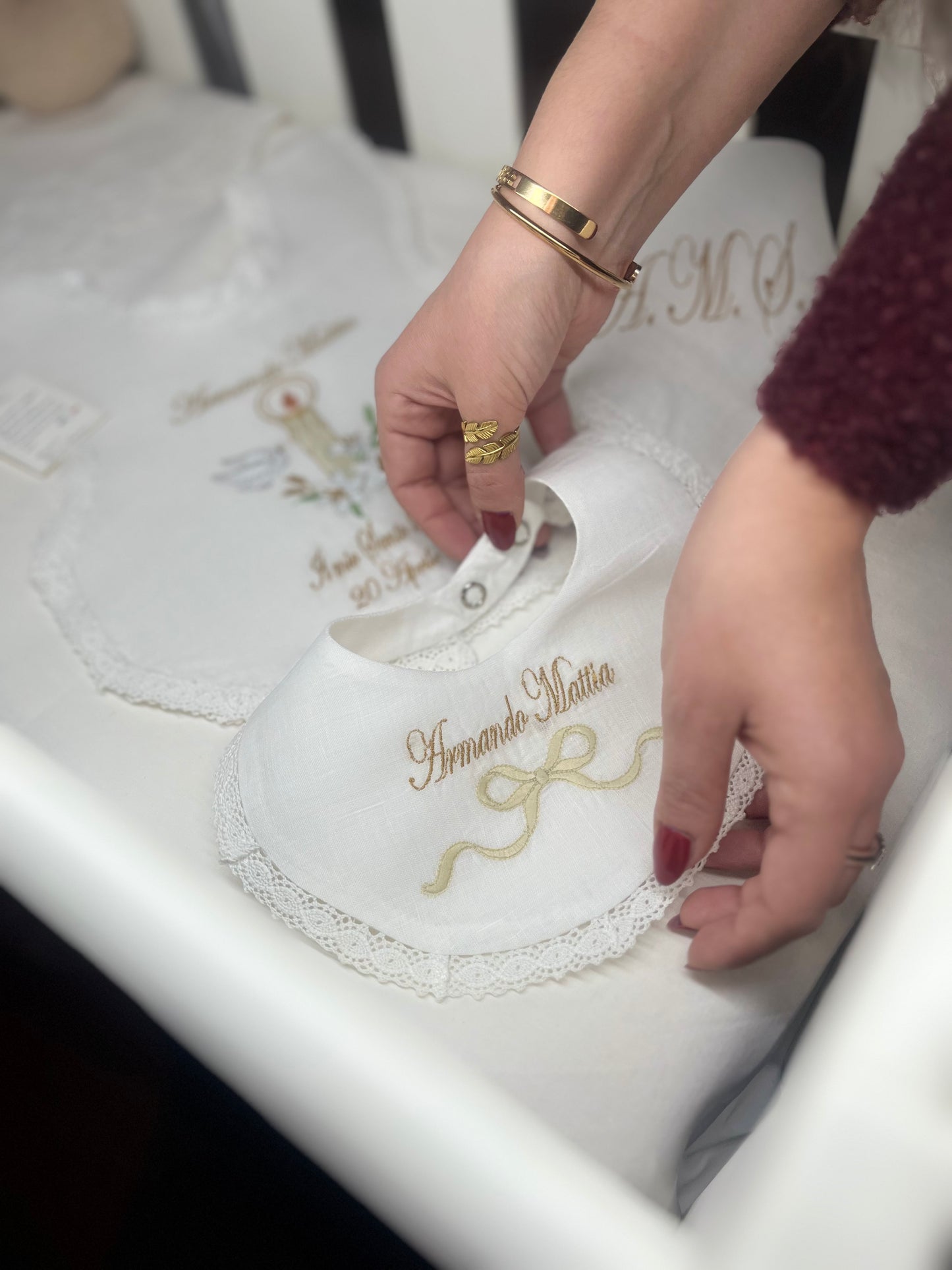 - RICAMO - Bavetta con fiocco