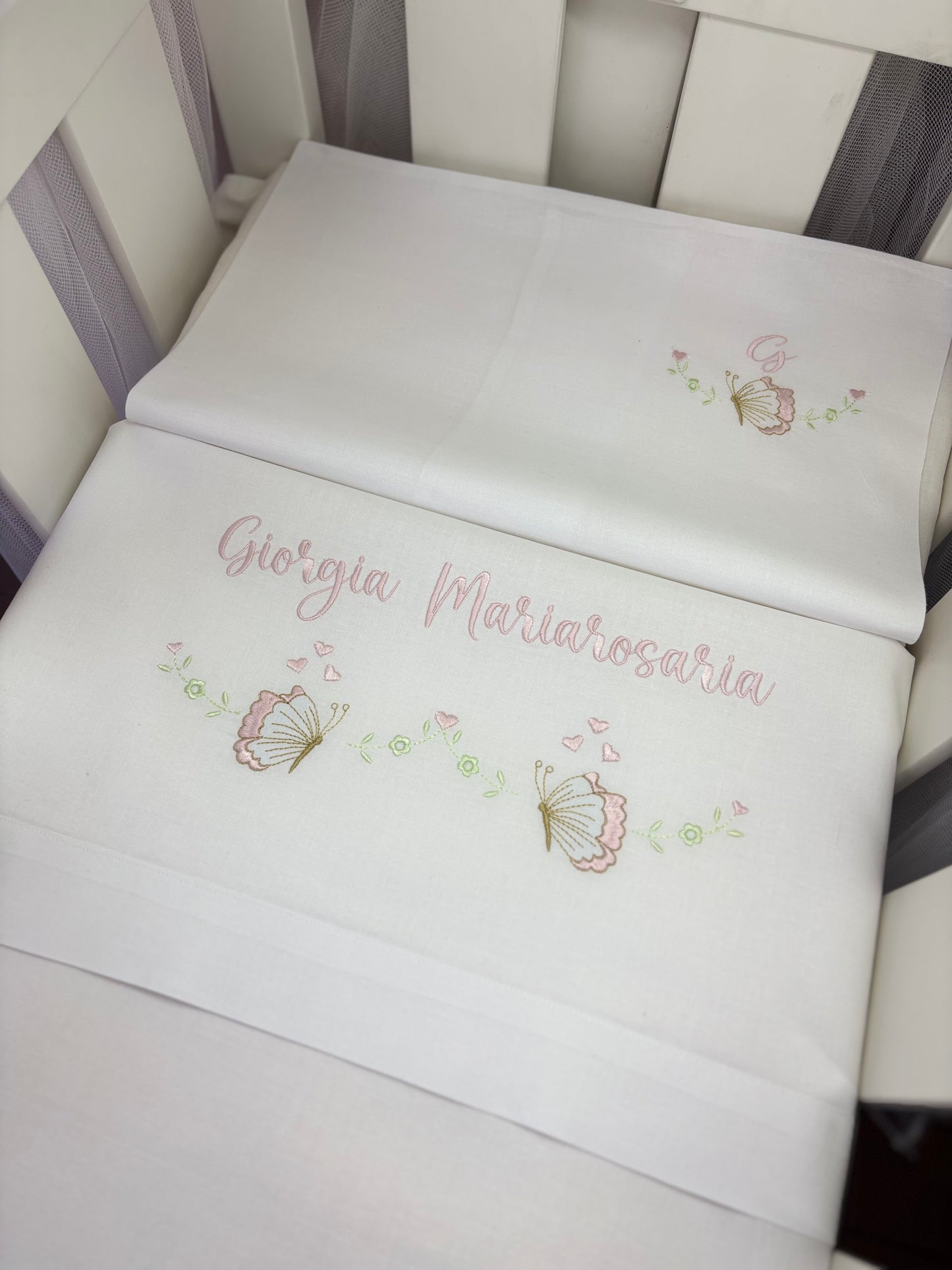 - RICAMO - Lenzuolino con farfalle