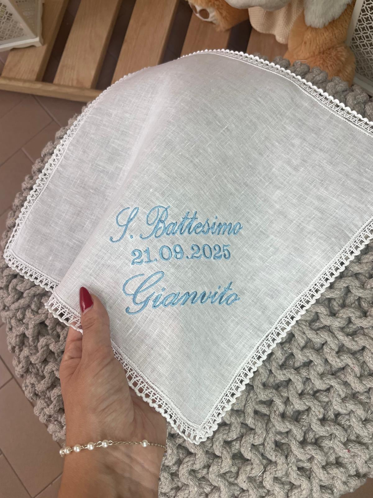 - RICAMO - Fazzoletto battesimale S.Battesimo