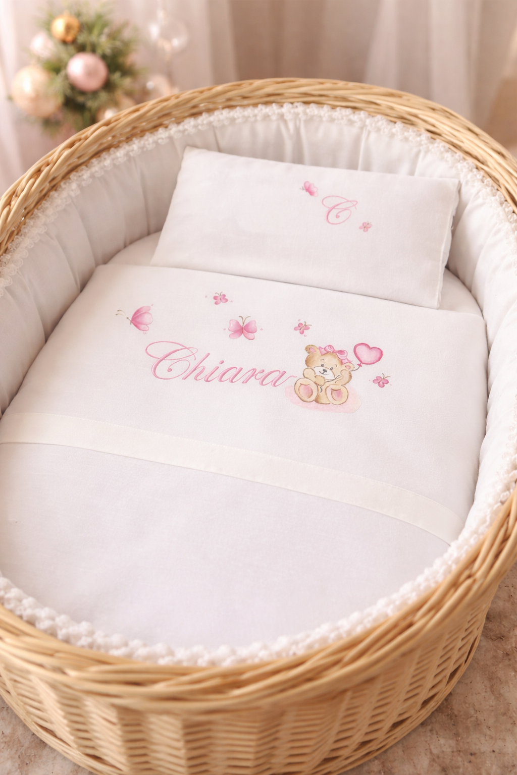 - DIPINTO - Lenzuolino con orsetto farfalle