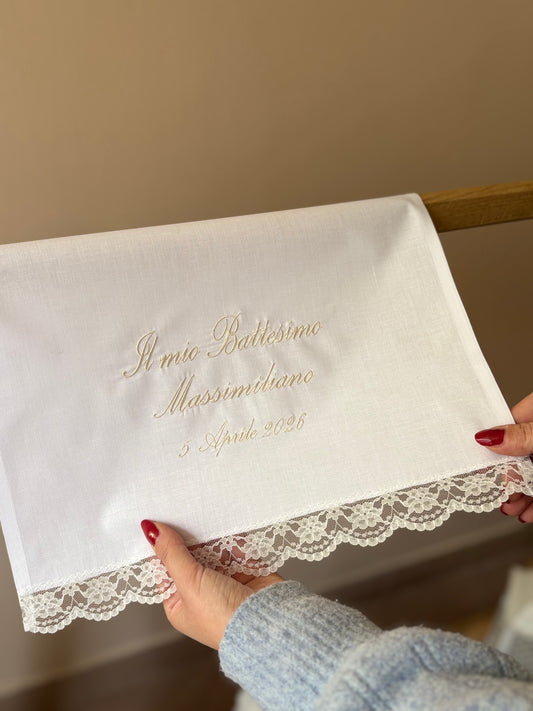- RICAMO - Asciugamano battesimale •Il mio Battesimo + nome e data•