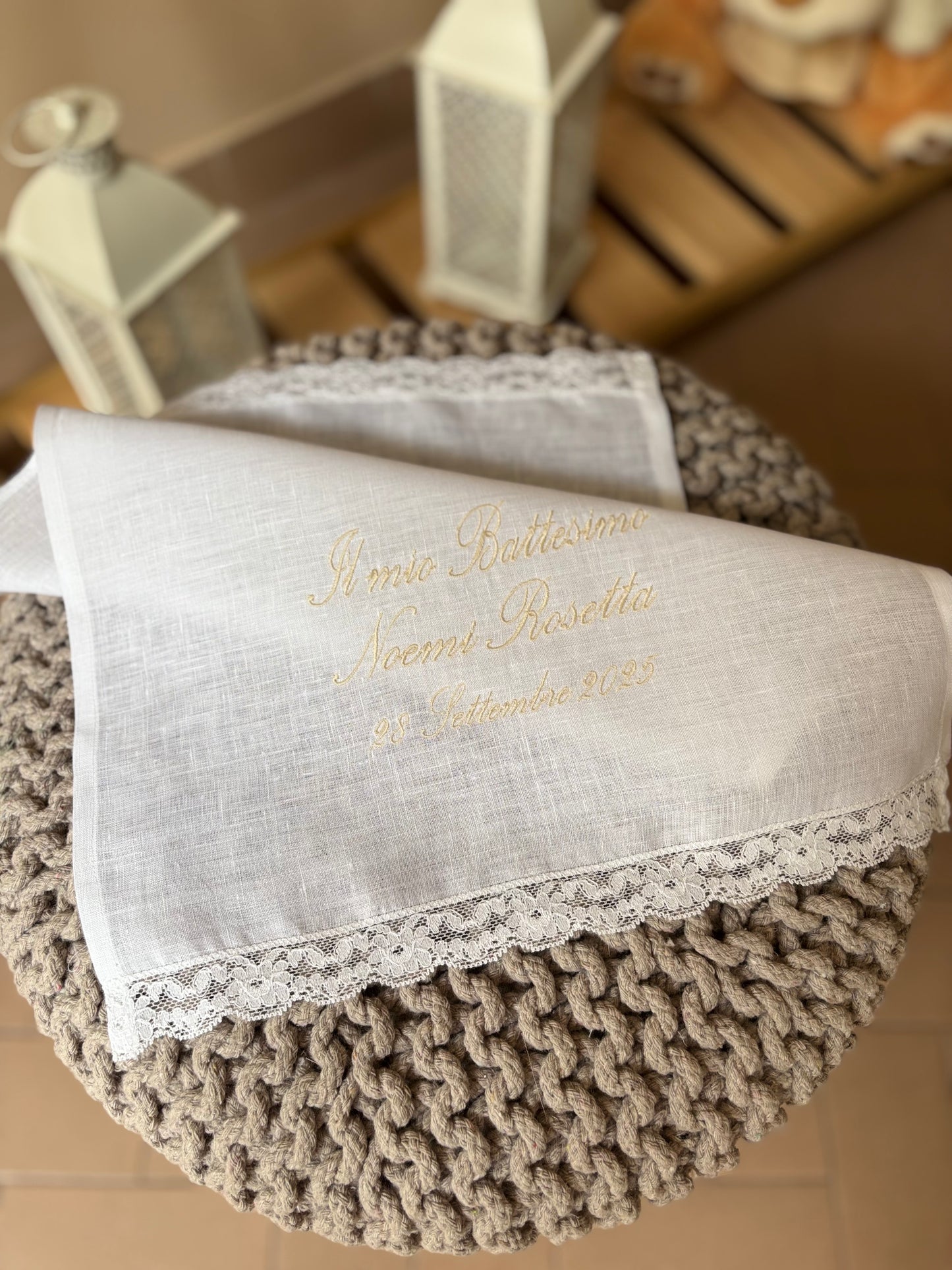 - RICAMO - Asciugamano battesimale •Il mio Battesimo + data•