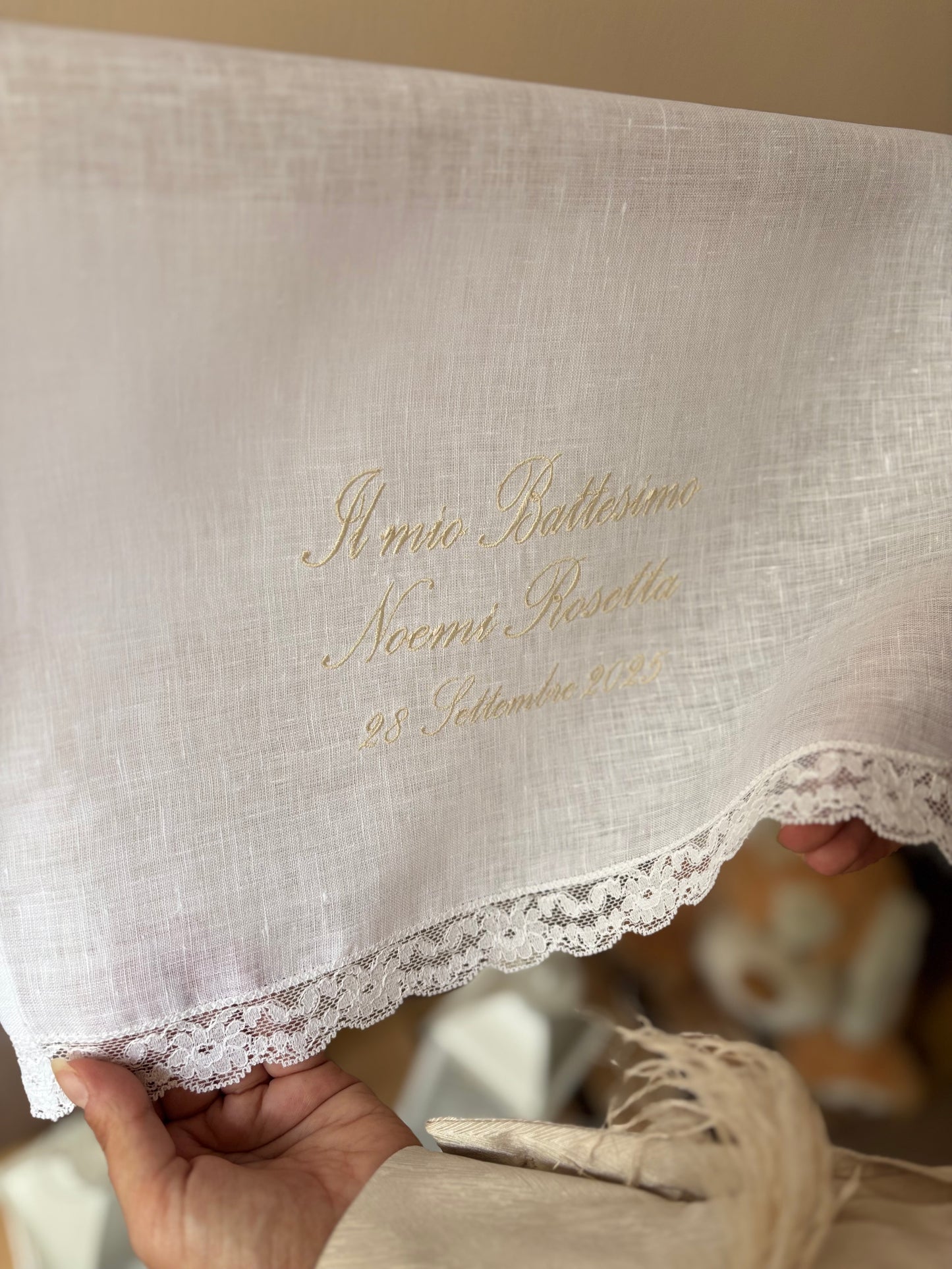 - RICAMO - Asciugamano battesimale •Il mio Battesimo + data•