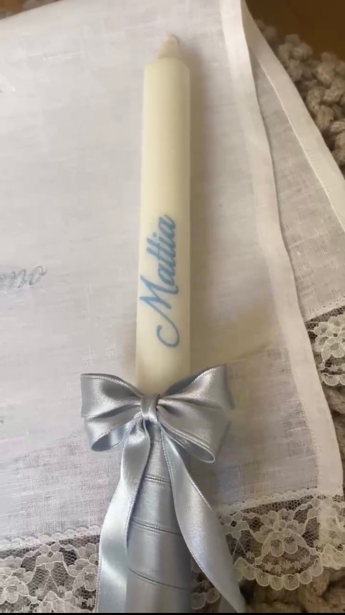 Candela battesimale con nome & data