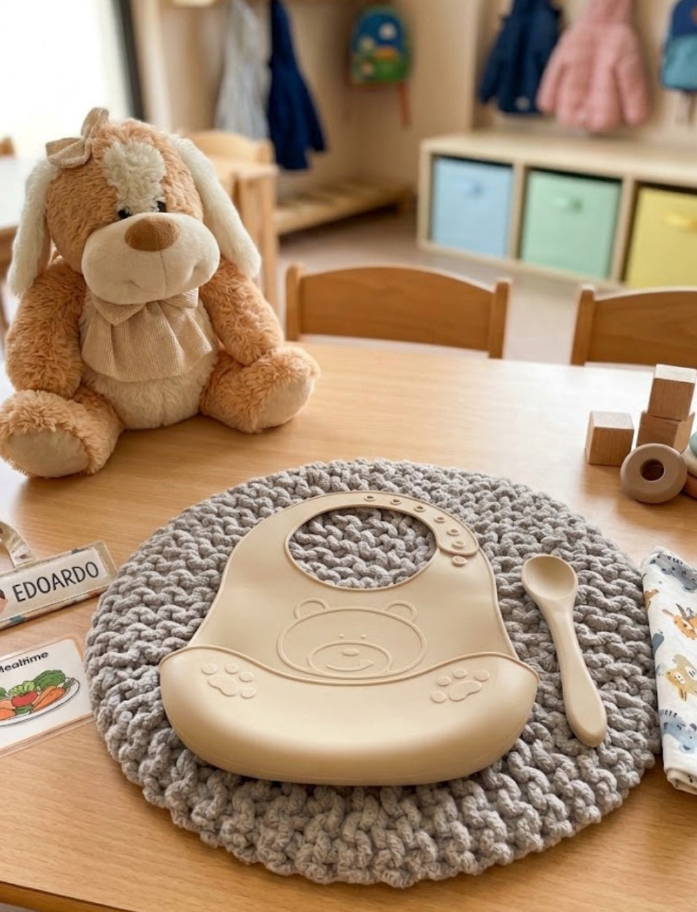 Bavetta e cucchiaino in silicone
