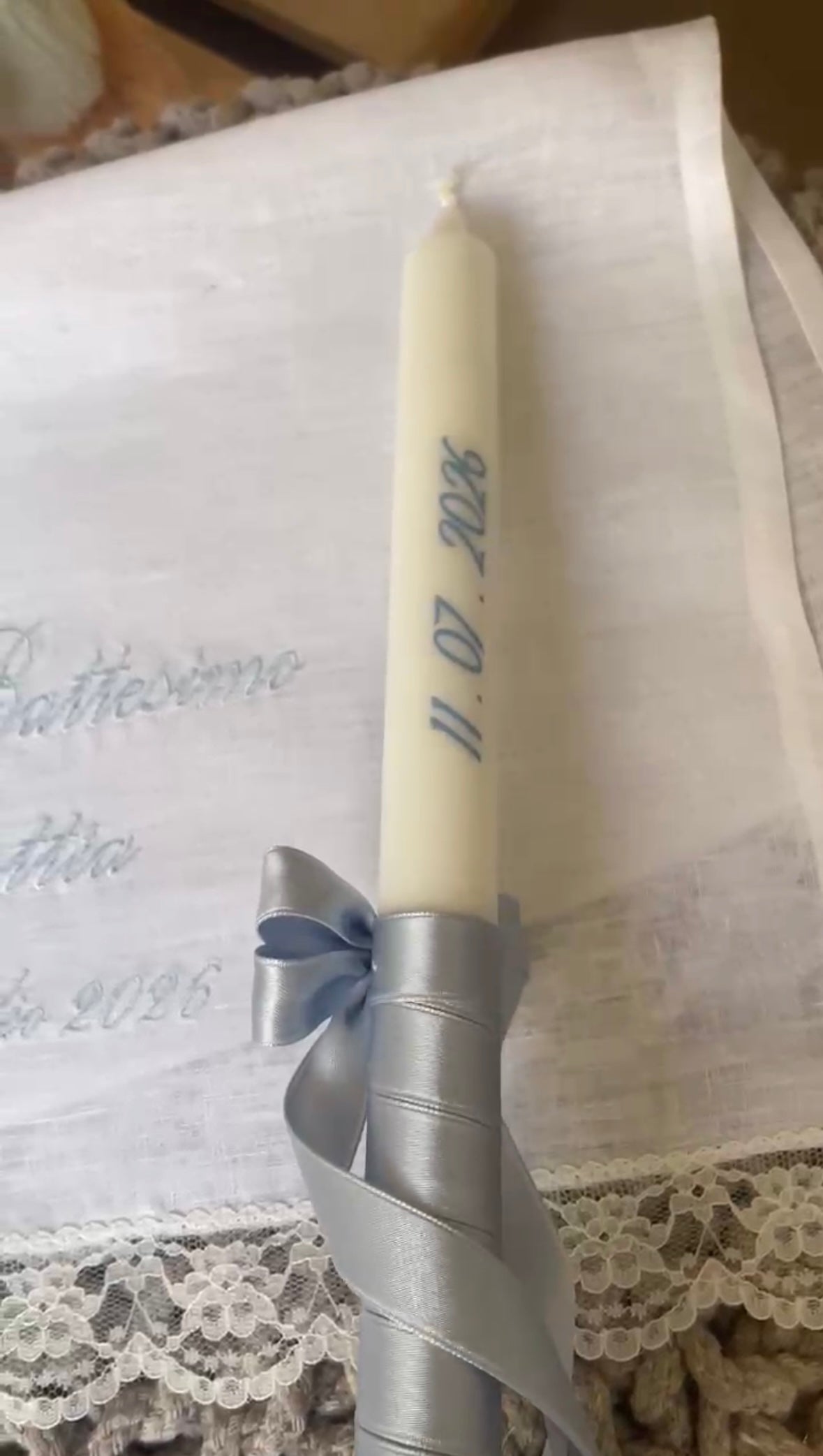 Candela battesimale con nome & data